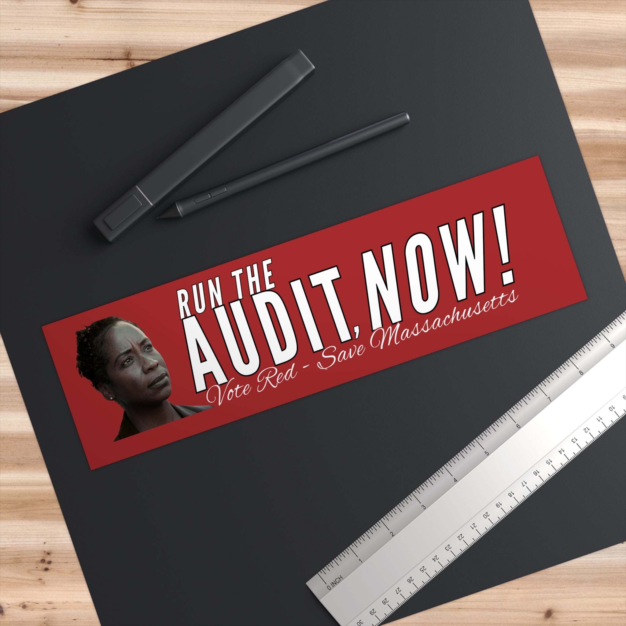 Run the Audit Now! Bumper Sticker | Vote Red Save Massachusetts